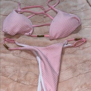 Pink Textured Bikini Set